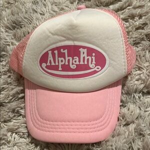 Pink and White Alpha Phi Trucker Hat
